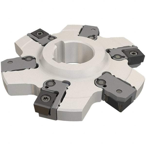 Iscar - Arbor Hole Connection, 0.236" Cutting Width, 50mm Depth of Cut, 160mm Cutter Diam, 40mm Hole Diam, 12 Tooth Indexable Slotting Cutter - SDN Toolholder, LNET Insert, Right Hand Cutting Direction - Apex Tool & Supply