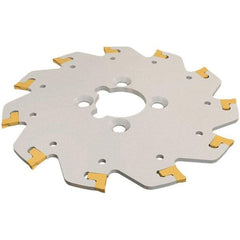 Iscar - Arbor Hole Connection, 3mm Cutting Width, 29mm Depth of Cut, 100mm Cutter Diam, 22mm Hole Diam, 8 Tooth Indexable Slotting Cutter - TGSF Toolholder, TAG Insert, Right Hand Cutting Direction - Apex Tool & Supply