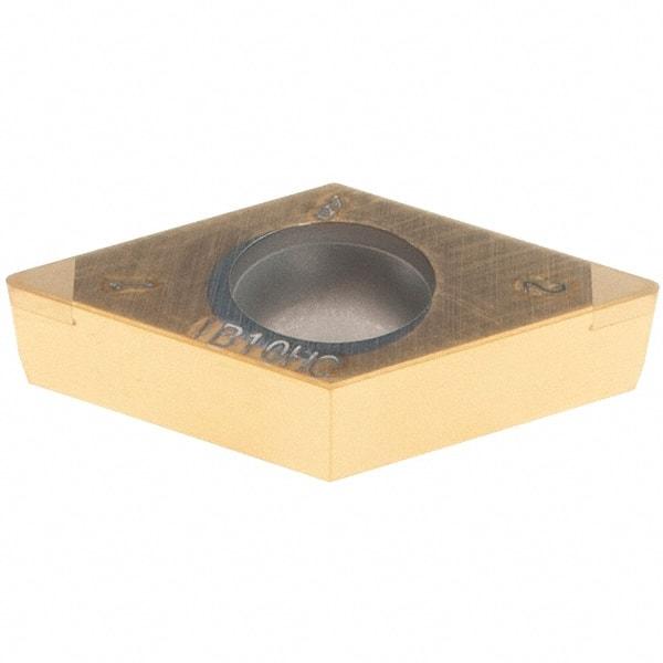 Iscar - DCMW3-1 M2 Grade IB10HC PCBN Turning Insert - TiN Finish, 55° Diamond, 3/8" Inscr Circle, 5/32" Thick, 1/64" Corner Radius - Apex Tool & Supply