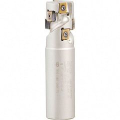 Iscar - 1-1/4" Cut Diam, 1.4" Max Depth of Cut, 1-1/4" Shank Diam, 4-1/4" OAL, Indexable Square Shoulder Helical End Mill - Weldon Shank, 90° Lead Angle, Through Coolant, Series Helitang - Apex Tool & Supply