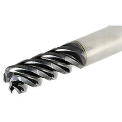Iscar - 3/4" Diam, Variable Pitch, 1.87" LOC, 5 Flute Solid Carbide 0.15" Corner Radius Roughing End Mill - TiAlN Finish, 4" OAL, 3/4" Shank Diam, Single End, 38° Helix - Apex Tool & Supply