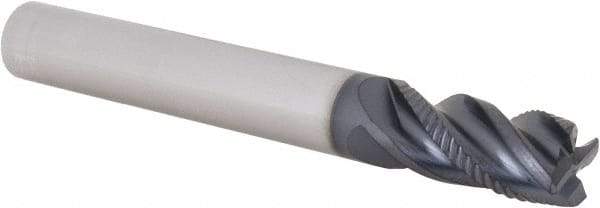 Iscar - 3/8" Diam, 3/4" LOC, 4 Flute Solid Carbide Roughing & Finishing Corner Chamfer End Mill - TiAlN Finish, 3" OAL, 3/8" Shank Diam, Straight Shank, 38° Helix, Non-Centercutting - Apex Tool & Supply