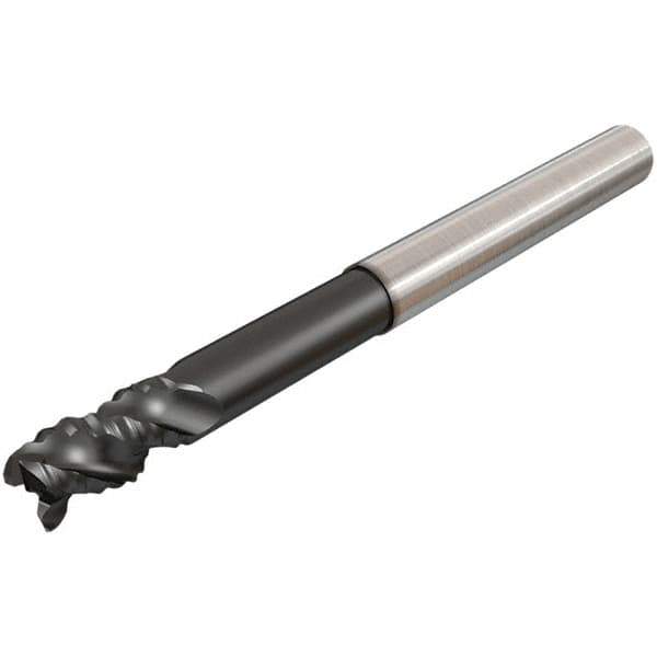 Iscar - 12mm Diam, Coarse Pitch, 12mm LOC, 3 Flute Solid Carbide 0.2mm Corner Radius Roughing End Mill - Uncoated, 83mm OAL, 12mm Shank Diam, Single End, Extended Reach, 45° Helix - Apex Tool & Supply