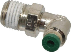 Parker - 1/8" Outside Diam, 1/4 NPTF, Nickel Plated Brass Push-to-Connect Tube Male Swivel Elbow - 300 Max psi, Tube to Male NPT Connection, Buna-N O-Ring - Apex Tool & Supply