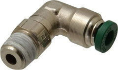 Parker - 3/16" Outside Diam, 1/8 NPTF, Nickel Plated Brass Push-to-Connect Tube Male Swivel Elbow - 300 Max psi, Tube to Male NPT Connection, Buna-N O-Ring - Apex Tool & Supply