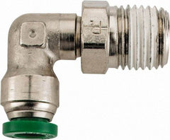 Parker - 1/4" Outside Diam, 1/4 NPTF, Nickel Plated Brass Push-to-Connect Tube Male Swivel Elbow - 300 Max psi, Tube to Male NPT Connection, Buna-N O-Ring - Apex Tool & Supply