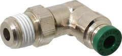 Parker - 5/32" Outside Diam, 1/8 NPTF, Nickel Plated Brass Push-to-Connect Tube Male Swivel Elbow - 300 Max psi, Tube to Male NPT Connection, Buna-N O-Ring - Apex Tool & Supply