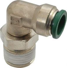 Parker - 1/2" Outside Diam, 1/2 NPTF, Nickel Plated Brass Push-to-Connect Tube Male Swivel Elbow - 300 Max psi, Tube to Male NPT Connection, Buna-N O-Ring - Apex Tool & Supply