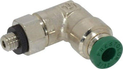 Parker - 5/32" Outside Diam, 10-32 UNF, Nickel Plated Brass Push-to-Connect Tube Male Swivel Elbow - 300 Max psi, Tube to Male UNF Connection, Buna-N O-Ring - Apex Tool & Supply