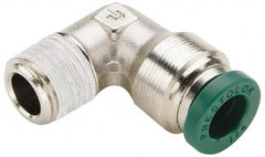 Parker - 5/16" Outside Diam, 1/4 NPTF, Nickel Plated Brass Push-to-Connect Tube Male Elbow - 300 Max psi, Tube to Male NPT Connection, Buna-N O-Ring - Apex Tool & Supply