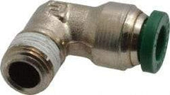 Parker - 1/4" Outside Diam, 1/8 NPTF, Nickel Plated Brass Push-to-Connect Tube Male Elbow - 300 Max psi, Tube to Male NPT Connection, Buna-N O-Ring - Apex Tool & Supply
