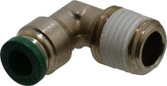 Parker - 1/4" Outside Diam, 1/4 NPTF, Nickel Plated Brass Push-to-Connect Tube Male Elbow - 300 Max psi, Tube to Male NPT Connection, Buna-N O-Ring - Apex Tool & Supply