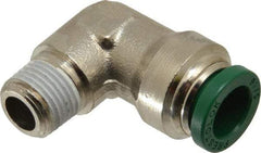 Parker - 5/16" Outside Diam, 1/8 NPTF, Nickel Plated Brass Push-to-Connect Tube Male Elbow - 300 Max psi, Tube to Male NPT Connection, Buna-N O-Ring - Apex Tool & Supply