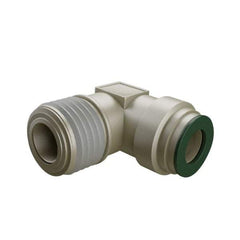 Parker - 1/2" Outside Diam, 3/8 NPTF, Nickel Plated Brass Push-to-Connect Tube Male Elbow - 300 Max psi, Tube to Male NPT Connection, Buna-N O-Ring - Apex Tool & Supply