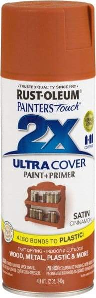 Rust-Oleum - Cinnamon, Satin, Enamel Spray Paint - 8 Sq Ft per Can, 12 oz Container, Use on Multipurpose - Apex Tool & Supply