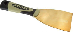 Hyde Tools - Stiff Brass Scraper - 3" Blade Width x 4" Blade Length, 4-1/2" Long Cushioned Grip Handle - Apex Tool & Supply