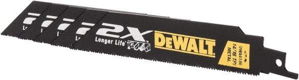 DeWALT - 6" Long x 1" Thick, Bi-Metal Reciprocating Saw Blade - Straight Profile, 14 to 18 TPI, Toothed Edge - Apex Tool & Supply
