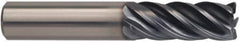 Kennametal - 1/2", 5 Flute, Solid Carbide, 1/8" Corner Radius End Mill - 3" OAL, 1-1/4" LOC - Apex Tool & Supply