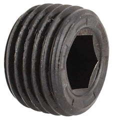Made in USA - 1/8-27, 1/8" OAL, Alloy Steel Socket Pressure Plug - Uncoated, 7/8" Taper per Foot, 3/16" Hex Key - Apex Tool & Supply