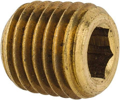 Made in USA - 1/16-27, 1/16" OAL, Brass Socket Pressure Plug - Uncoated, 3/4" Taper per Foot, 5/32" Hex Key - Apex Tool & Supply