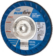 Norton - 7" 60 Grit 5/8-11 Center Hole Type 27 Zirconia Alumina Flap Disc - Apex Tool & Supply
