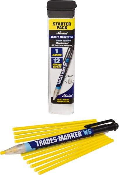 Markal - Yellow All Purpose Wax Crayon - Flat Tip - Apex Tool & Supply