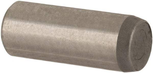 Made in USA - 3mm Diam x 8mm Pin Length Alloy Steel Standard Dowel Pin - Bright Finish, C 47-58 & C 60 (Surface) Hardness, 1 Beveled & 1 Rounded End - Apex Tool & Supply
