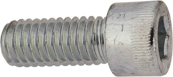 Made in USA - 3/8-16 UNC Hex Socket Drive, Socket Cap Screw - Alloy Steel, Zinc-Plated Finish, Fully Threaded, 7/8" Length Under Head - Apex Tool & Supply