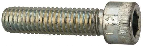 Made in USA - 3/8-16 UNC Hex Socket Drive, Socket Cap Screw - Alloy Steel, Zinc-Plated Finish, Fully Threaded, 1-1/2" Length Under Head - Apex Tool & Supply