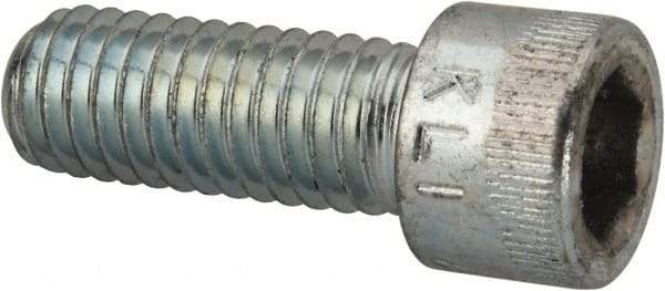 Made in USA - 3/8-16 UNC Hex Socket Drive, Socket Cap Screw - Alloy Steel, Zinc-Plated Finish, Fully Threaded, 1" Length Under Head - Apex Tool & Supply