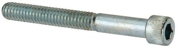Made in USA - 1/4-20 UNC Hex Socket Drive, Socket Cap Screw - Alloy Steel, Zinc-Plated Finish, Partially Threaded, 2-1/4" Length Under Head - Apex Tool & Supply