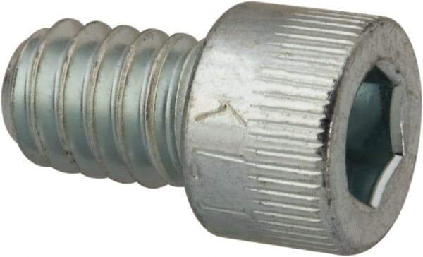 Made in USA - 1/4-20 UNC Hex Socket Drive, Socket Cap Screw - Alloy Steel, Zinc-Plated Finish, Fully Threaded, 3/8" Length Under Head - Apex Tool & Supply