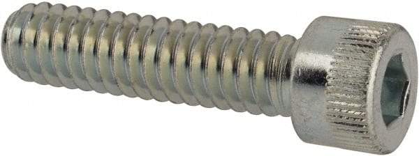 Made in USA - 1/4-20 UNC Hex Socket Drive, Socket Cap Screw - Alloy Steel, Zinc-Plated Finish, Fully Threaded, 1" Length Under Head - Apex Tool & Supply