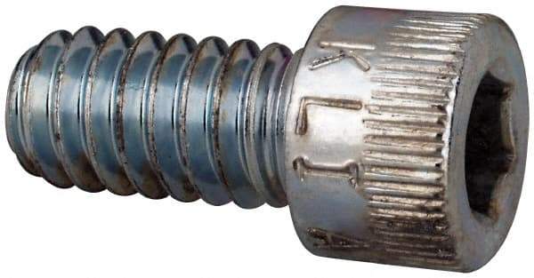 Made in USA - 1/4-20 UNC Hex Socket Drive, Socket Cap Screw - Alloy Steel, Zinc-Plated Finish, Fully Threaded, 1/2" Length Under Head - Apex Tool & Supply
