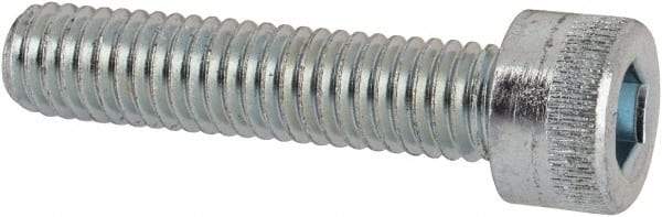 Made in USA - #10-32 UNF Hex Socket Drive, Socket Cap Screw - Alloy Steel, Zinc-Plated Finish, Fully Threaded, 7/8" Length Under Head - Apex Tool & Supply