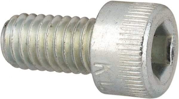 Made in USA - #10-32 UNF Hex Socket Drive, Socket Cap Screw - Alloy Steel, Zinc-Plated Finish, Fully Threaded, 3/8" Length Under Head - Apex Tool & Supply