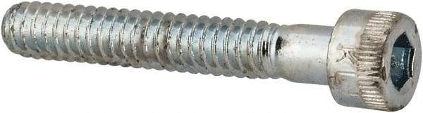 Made in USA - #10-24 UNC Hex Socket Drive, Socket Cap Screw - Alloy Steel, Zinc-Plated Finish, Partially Threaded, 1-1/4" Length Under Head - Apex Tool & Supply