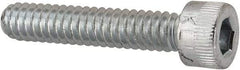 Made in USA - #10-24 UNC Hex Socket Drive, Socket Cap Screw - Alloy Steel, Zinc-Plated Finish, Fully Threaded, 1" Length Under Head - Apex Tool & Supply