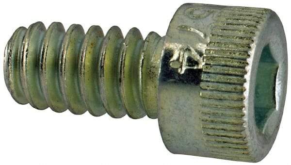 Made in USA - #10-24 UNC Hex Socket Drive, Socket Cap Screw - Alloy Steel, Zinc-Plated Finish, Fully Threaded, 3/8" Length Under Head - Apex Tool & Supply