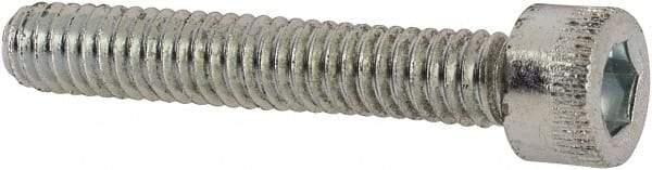 Made in USA - #8-32 UNC Hex Socket Drive, Socket Cap Screw - Alloy Steel, Zinc-Plated Finish, Fully Threaded, 1" Length Under Head - Apex Tool & Supply