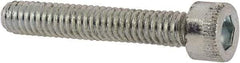 Made in USA - #8-32 UNC Hex Socket Drive, Socket Cap Screw - Alloy Steel, Zinc-Plated Finish, Fully Threaded, 1" Length Under Head - Apex Tool & Supply