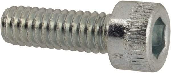 Made in USA - #8-32 UNC Hex Socket Drive, Socket Cap Screw - Alloy Steel, Zinc-Plated Finish, Fully Threaded, 1/2" Length Under Head - Apex Tool & Supply