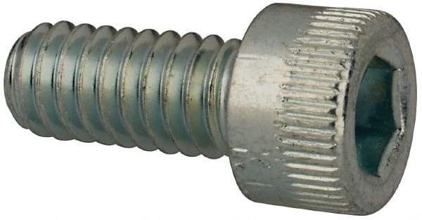 Made in USA - #8-32 UNC Hex Socket Drive, Socket Cap Screw - Alloy Steel, Zinc-Plated Finish, Fully Threaded, 3/8" Length Under Head - Apex Tool & Supply