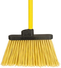 PRO-SOURCE - 12" Wide, Yellow Polypropylene Bristles, 48" Vinyl-Coated Metal Handle, Angled Broom - Flagged - Apex Tool & Supply
