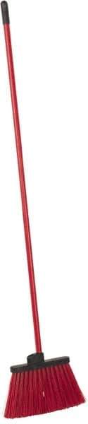 PRO-SOURCE - 12" Wide, Red Polypropylene Bristles, 46-1/2" Vinyl-Coated Metal Handle, Angled Broom - Flagged - Apex Tool & Supply