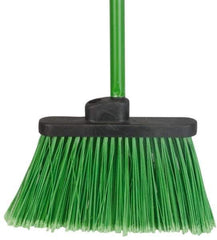 PRO-SOURCE - 12" Wide, Green Polypropylene Bristles, 48" Vinyl-Coated Metal Handle, Angled Broom - Flagged - Apex Tool & Supply