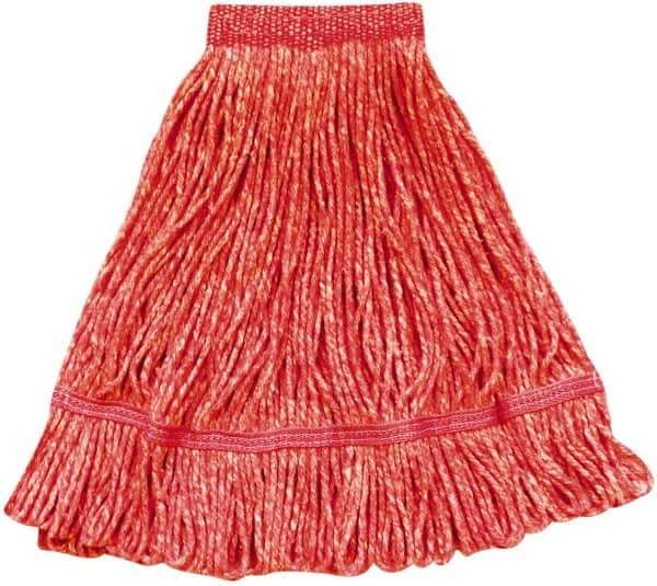 PRO-SOURCE - 13" Red Head Band, Large Blended Fiber Loop End Mop Pad - Quick Change Connection - Apex Tool & Supply