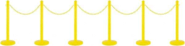 PRO-SAFE - 40" High Plastic Pedestrian Warning Post Kit - 50' Long Rope - Apex Tool & Supply