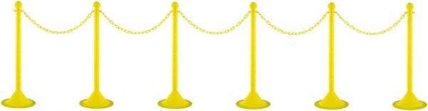 PRO-SAFE - 41" High Plastic Pedestrian Warning Post Kit - 50' Long Rope - Apex Tool & Supply