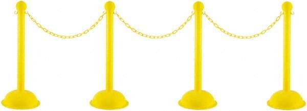 PRO-SAFE - 41" High Plastic Pedestrian Warning Post Kit - 30' Long Rope - Apex Tool & Supply